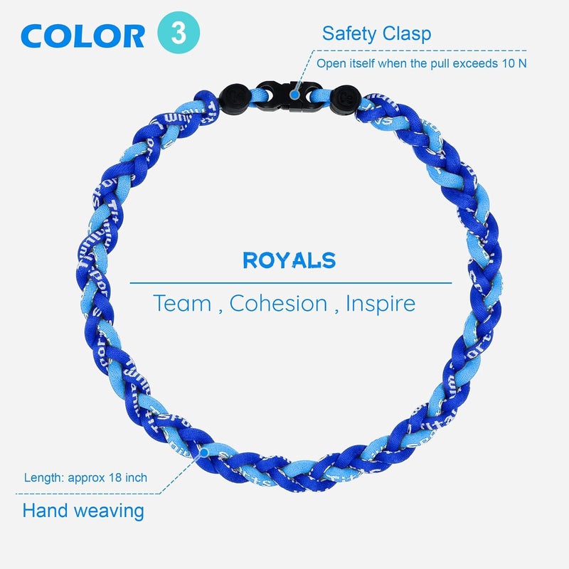 SUPBOMM 3 pcs Baseball Rope Necklaces, League Team Colors Braided Necklace, Baseball Team Gifts - Image 4